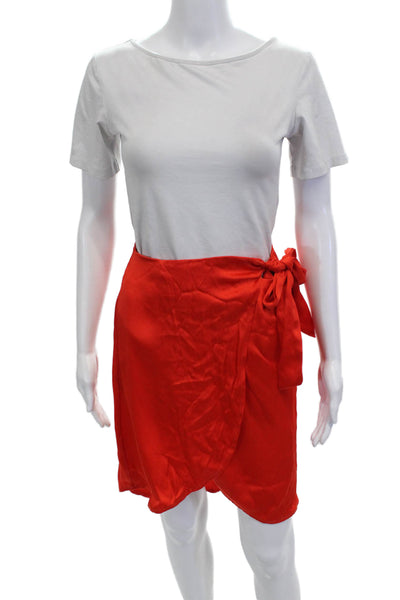 Nonchalant Label Womens Red Wrap Skirt Knee Length Polyester Size XS