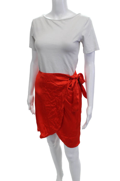 Nonchalant Label Womens Red Wrap Skirt Knee Length Polyester Size XS