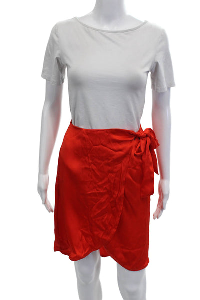 Nonchalant Label Womens Wrap Skirt Red Polyester Tie Knee Length Spring Size M