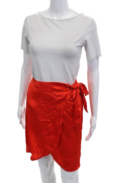 Nonchalant Label Womens Wrap Skirt Red Polyester Tie Knee Length Spring Size M