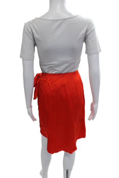 Nonchalant Label Womens Wrap Skirt Red Polyester Tie Knee Length Spring Size M