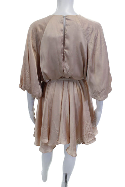 Nonchalant Label Womens Blouson Dress Beige Tie Knee Length Size S