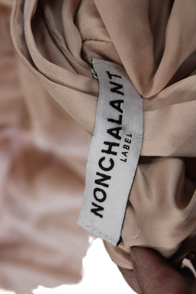 Nonchalant Label Womens Blouson Dress Beige Tie Knee Length Size S