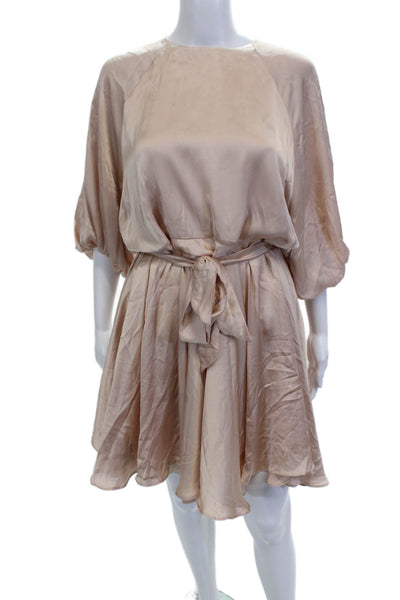 Nonchalant Label Womens A-Line Dress Beige Half Sleeve Round Neck Size XS