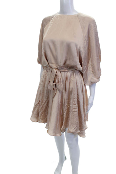 Nonchalant Label Womens A-Line Dress Beige Half Sleeve Round Neck Size XS