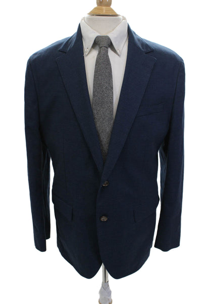 Bonobos Mens Blue Check Blazer Button Closure Cotton Blend Size 42