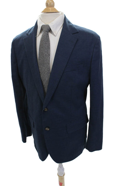 Bonobos Mens Blue Check Blazer Button Closure Cotton Blend Size 42