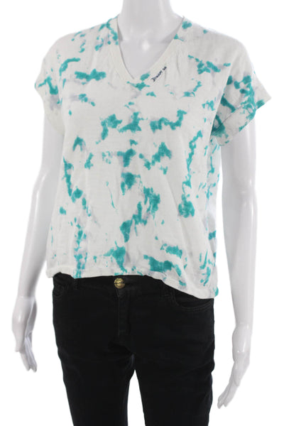 Lisa Todd Women Basic V-Neck Short Sleeve Abstract Cotton T-Shirt Size S
