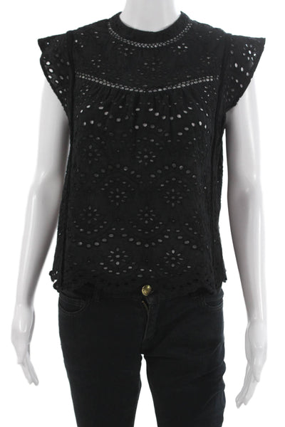 7 For All Mankind Womens Floral Cotton High Neck Sleeveless Blouse Size S