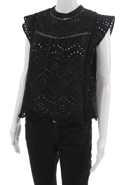 7 For All Mankind Womens Floral Cotton High Neck Sleeveless Blouse Size S