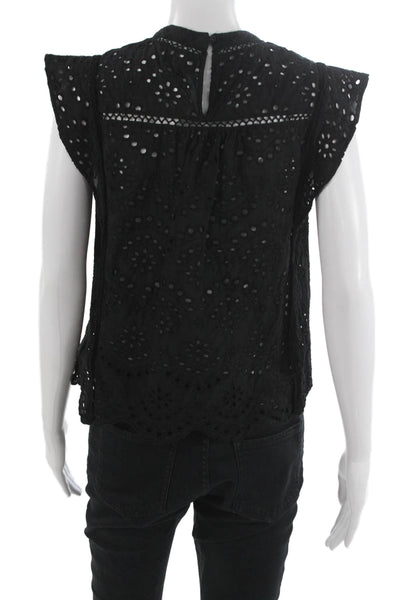 7 For All Mankind Womens Floral Cotton High Neck Sleeveless Blouse Size S