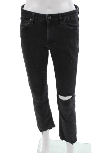 3x1 NYC Womens Cropped High Rise Black Jeans Cotton Blend Size 28