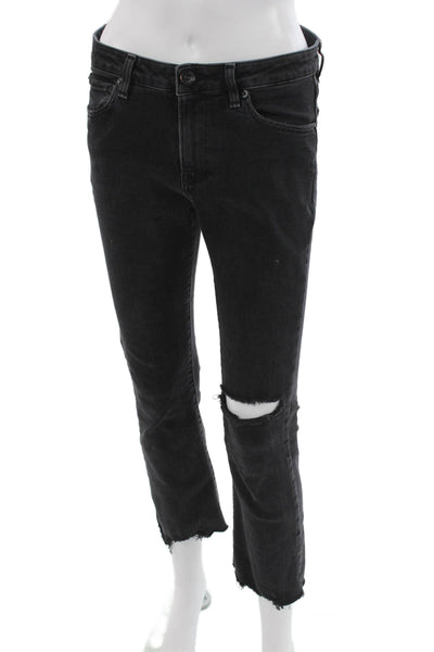 3x1 NYC Womens Cropped High Rise Black Jeans Cotton Blend Size 28