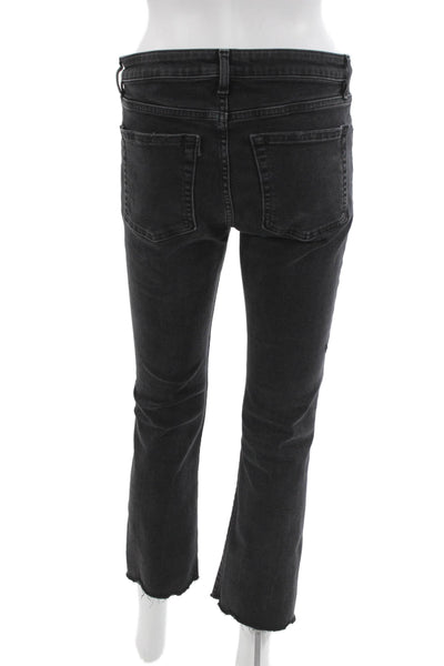 3x1 NYC Womens Cropped High Rise Black Jeans Cotton Blend Size 28