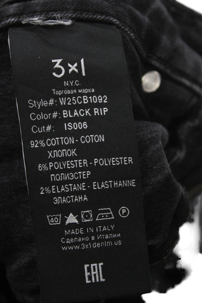3x1 NYC Womens Cropped High Rise Black Jeans Cotton Blend Size 28