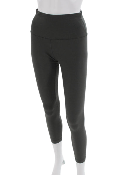 Lululemon Womens Gray Striped Nylon Capri Leggings Pull On Size 6