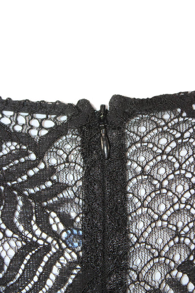 BB Dakota Womens Fit & Flare Lace Dress Black 3/4 Sleeve Zip Size 4