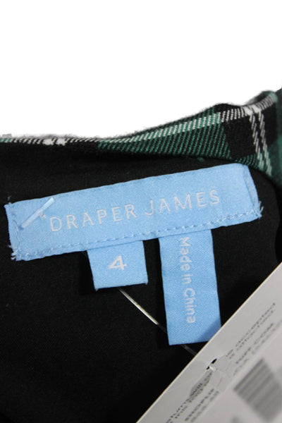 Draper James Women Shift Dress Green V-Neck 3/4 Sleeve Above Knee Zip Size 4