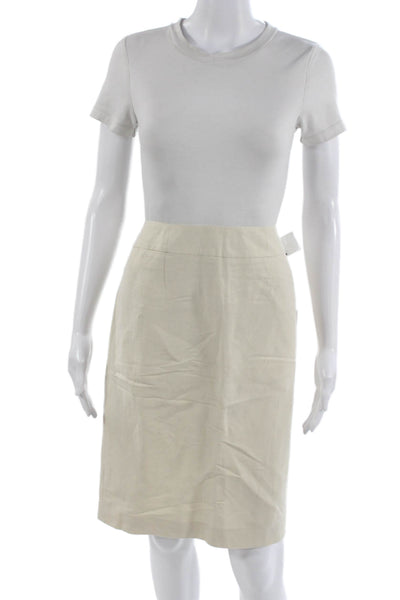 Calvin Klein Women Straight Pencil Linen Skirt Beige Zip Knee Length Size 10