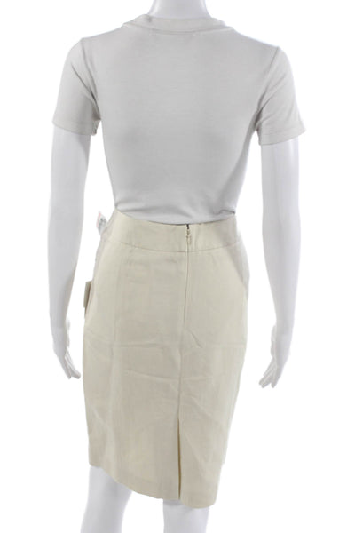 Calvin Klein Women Straight Pencil Linen Skirt Beige Zip Knee Length Size 10