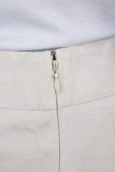 Calvin Klein Women Straight Pencil Linen Skirt Beige Zip Knee Length Size 10