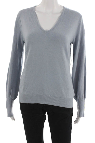 Lauren by Ralph Lauren Women Pullover V-Neck Blue Sweater Long Sleeve Size M