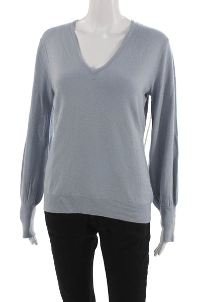 Lauren by Ralph Lauren Women Pullover V-Neck Blue Sweater Long Sleeve Size M