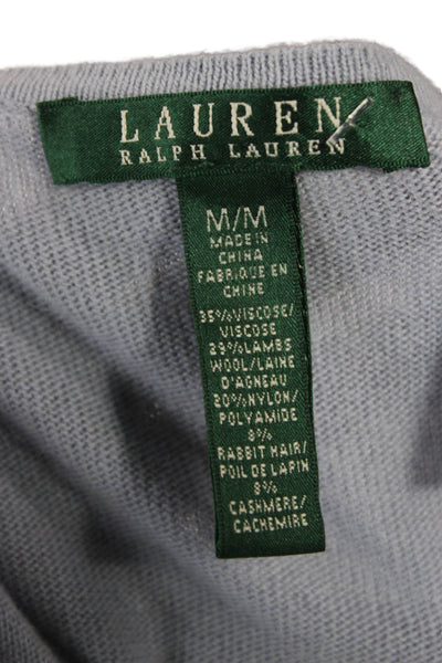 Lauren by Ralph Lauren Women Pullover V-Neck Blue Sweater Long Sleeve Size M