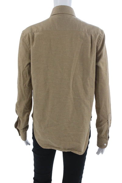 WNU Women Basic Cotton Collared Button-Up Long Sleeve Top Beige Size 6