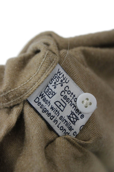 WNU Women Basic Cotton Collared Button-Up Long Sleeve Top Beige Size 6