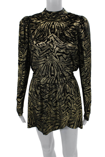 Nonchalant Label Womens Mini Animal Print Dress Black Long Sleeve Size S