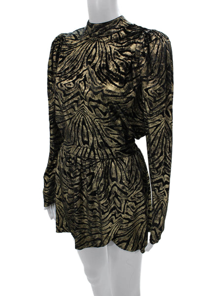 Nonchalant Label Womens Mini Animal Print Dress Black Long Sleeve Size S