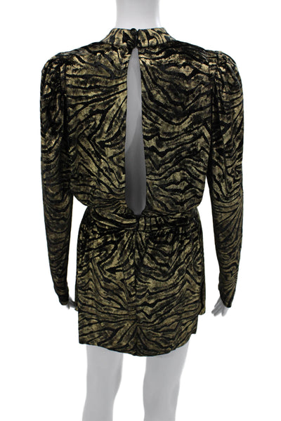 Nonchalant Label Womens Mini Animal Print Dress Black Long Sleeve Size S