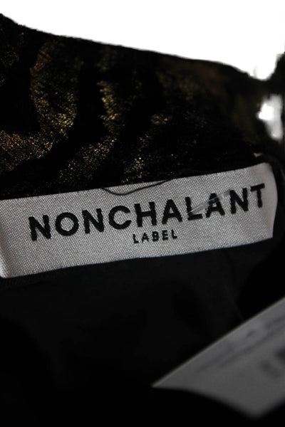 Nonchalant Label Womens Mini Animal Print Dress Black Long Sleeve Size S