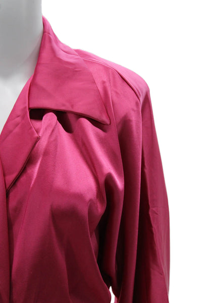 Nonchalant Label Womens Satin Collared Button Long Sleeve Blouse Pink Size S