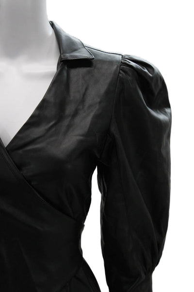 Nonchalant Label Womens V-Neck Tie Blouse Black Long Sleeve Polyester Size S