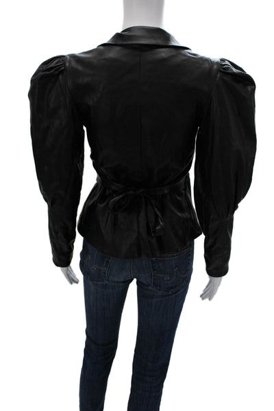 Nonchalant Label Womens V-Neck Tie Blouse Black Long Sleeve Polyester Size S