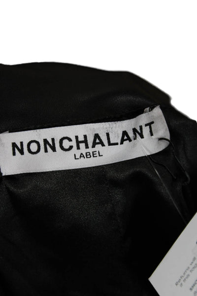 Nonchalant Label Womens V-Neck Tie Blouse Black Long Sleeve Polyester Size S