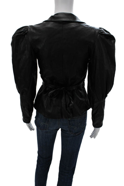 Nonchalant Label Womens Blouse Black V-Neck Long Sleeve Tie Polyester Size XS