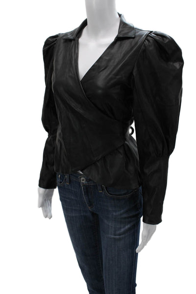 Nonchalant Label Womens Black V-Neck Long Sleeve Blouse Polyester Size S