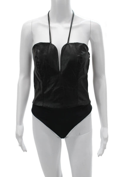 Nonchalant Label Womens One Piece V Neck Sleeveless Black Polyester Size S
