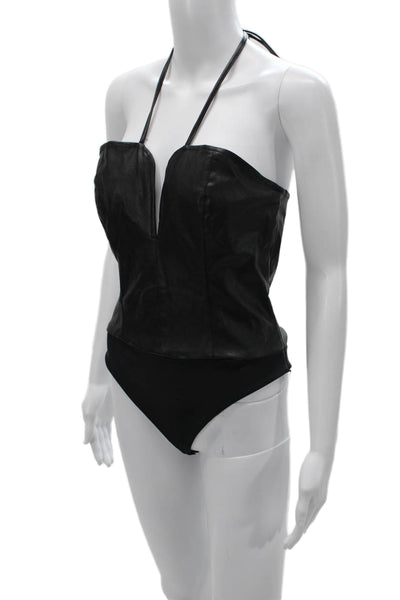 Nonchalant Label Womens One Piece V Neck Sleeveless Black Polyester Size S