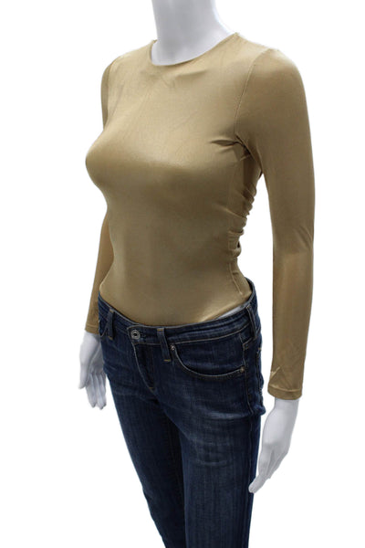 Nonchalant Label Womens One Piece Bodysuit Long Sleeve Crew Neck Gold Size M