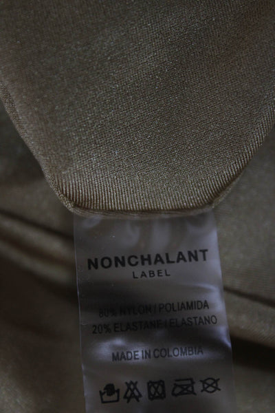 Nonchalant Label Womens One Piece Bodysuit Long Sleeve Crew Neck Gold Size M