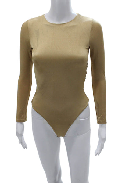 Nonchalant Label Womens One Piece Bodysuit Gold Long Sleeve Size XS