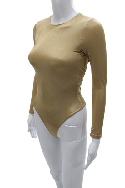 Nonchalant Label Womens One Piece Bodysuit Gold Long Sleeve Size XS