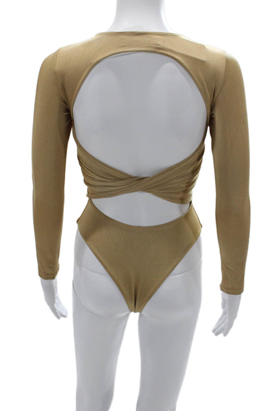 Nonchalant Label Womens One Piece Bodysuit Gold Long Sleeve Size XS