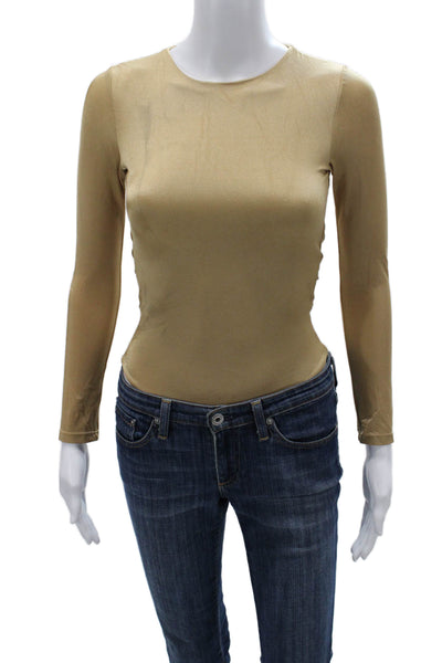 Nonchalant Label Womens One Piece Bodysuit Gold Long Sleeve Size XS
