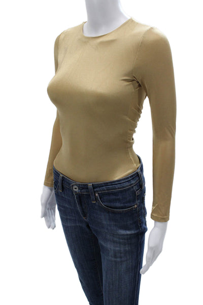 Nonchalant Label Womens One Piece Bodysuit Gold Long Sleeve Size XS