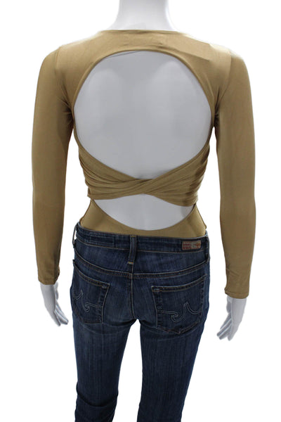 Nonchalant Label Womens One Piece Bodysuit Gold Long Sleeve Size XS